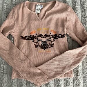 BDG tan Graphic Long Sleeve Tee